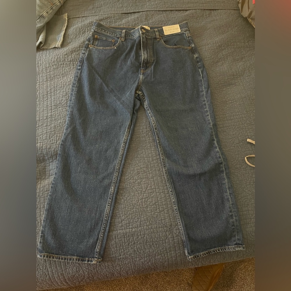 Abercrombie extra high waisted straight ankle denim